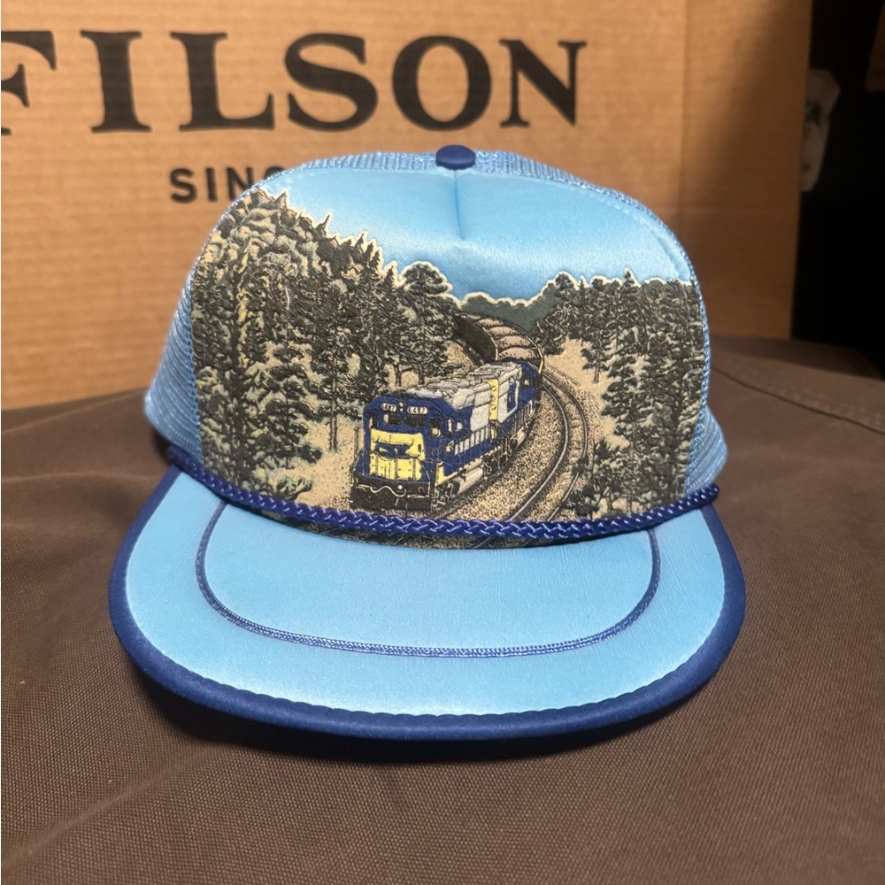 Vintage CSX Railroad Rope Trucker Hat Snap Back